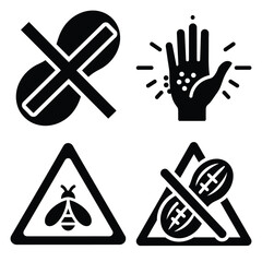 Fototapeta premium allergy alert vector icons– simple hospital and medical safety symbols