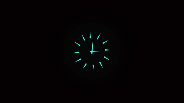 green Clock icon with moving arrows . analog clock icon with moving arrows in seamless 12 hour loop on background. Stopwatch animation.4k video