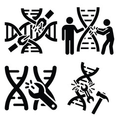 dna repair vector icons– simple hospital and medical safety symbols