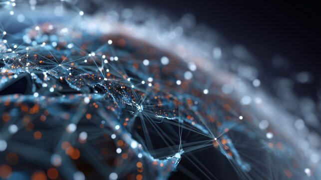 A vibrant network of glowing connections represents data exchange across a digital globe. This intricate web emphasizes the significant role of technology in communication.