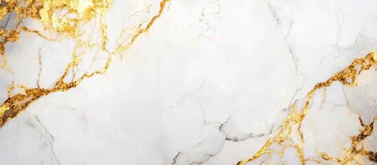 Elegant White Marble Surface with Golden Veins and Textures