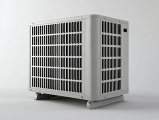 Air conditioning unit on white backdrop for cooling solutions display