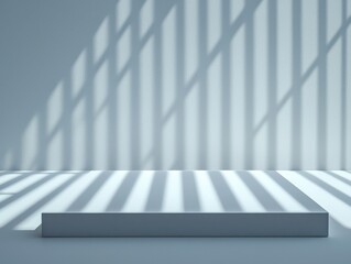 Minimalist Podium with Shadows and Light in Contemporary Space