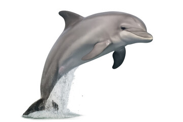 Naklejka premium Dolphin jumping out of water, splashing, isolated on a transparent background, marine life, animal, mammal