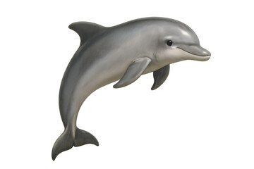 Fototapeta premium Dolphin leaping gracefully out of water, a marine mammal illustration on transparent background symbolizing freedom and joy