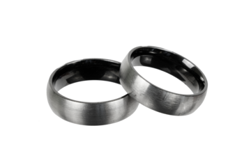 two silver or stainless steel rings for wedding or marriage isolated on white or transparent png