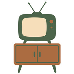 Minimalist TV on Cabinet Vector Illustration