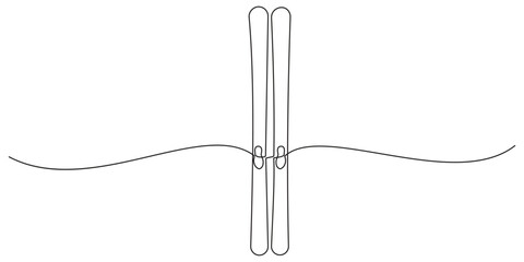 Water ski in continuous line drawing isolated on background summer sport equipment for water skiing in one line art style