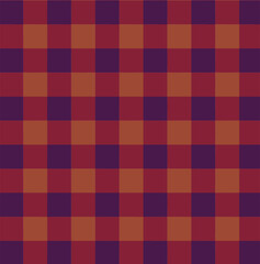 Rich, deep seamless gingham pattern utilizing autumnal tones of dark purple, burgundy red, and burnt orange, offering a warm, cozy checkered look for rustic or holiday decor