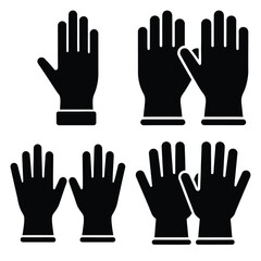 medical gloves vector icons– simple hospital and medical safety symbols