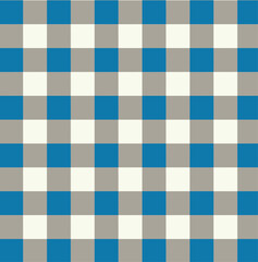 Seamless pattern of blue, gray, and white gingham or buffalo check textile texture, perfect for rustic, picnic, or classic fabric background design element