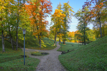 Naklejka premium Cesis castle park in autumn