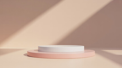 Minimalist pedestal display with soft light and shadow