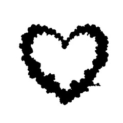 Black grunge heart shape vector illustration.