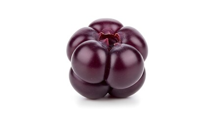 Single Dark Purple Berry Fruit Isolated on White Background.