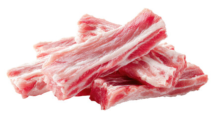 Raw pork ribs, stacked and isolated