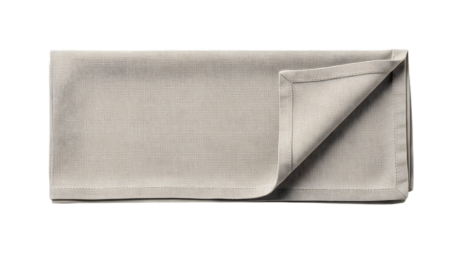 Folded Linen Napkin with Textured Weave and Stitched Edges isolated on a transparent background fabric - Powered by Adobe