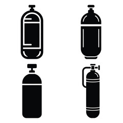 oxygen tank vector icons– simple hospital and medical safety symbols
