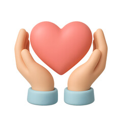 Digital Illustration of Hands Cradling a Pink Heart Against a Gradient Background Symbolizing Care