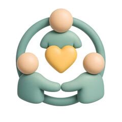 Abstract Representation of Community Support with Heart Symbolizing Unity and Compassion