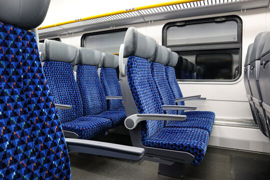 Comfortable seats in a train car, side view