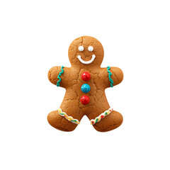 gingerbread man cookie with colorful icing details isolated on transparent background