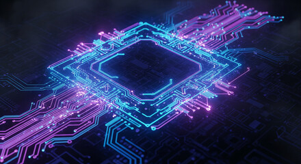A image of a futuristic circuit board with glowing lights 
