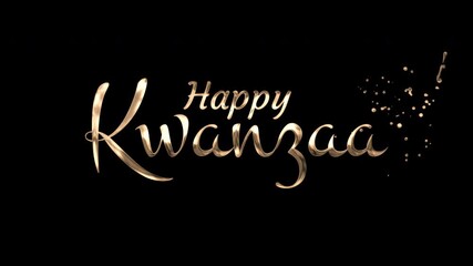 Elegant Gold Lettering Celebration Happy Kwanzaa Festive Animation with Glittering Sparkles and a Stylish Design on Black - Powered by Adobe