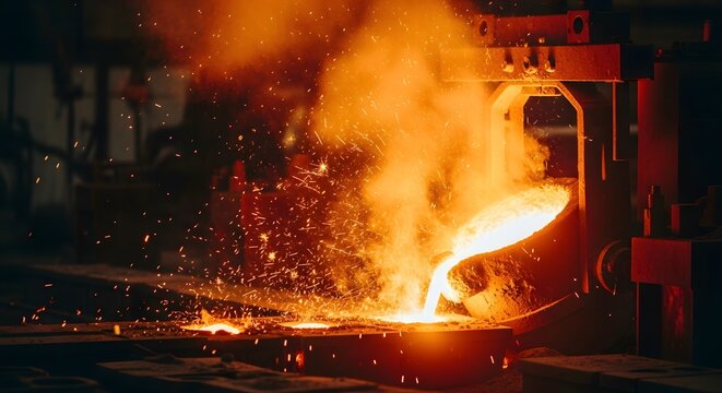 Molten metal pouring in industrial environment