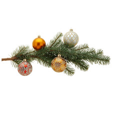 Christmas Ornament Balls on Fir Tree Branch &ndash; High-Detail Transparent PNG