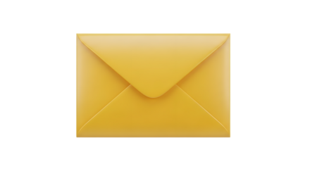 Yellow envelope stationery mockup isolated on transparent background