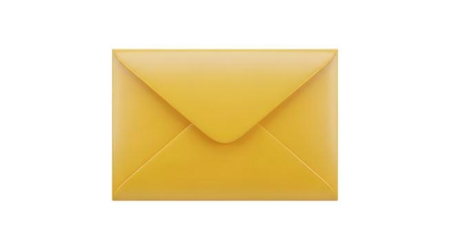 Yellow envelope stationery mockup isolated on transparent background