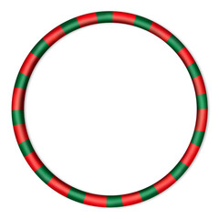 Christmas Red Green Striped Circle Frame background 