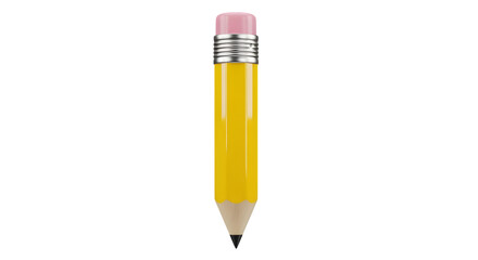 Yellow pencil with eraser isolated on transparent background