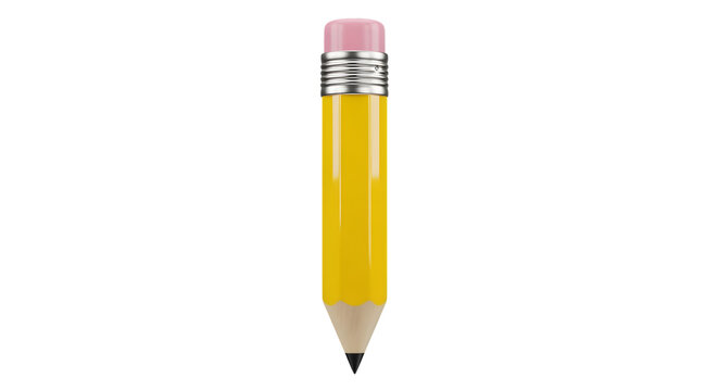 Yellow pencil with eraser isolated on transparent background - Powered by Adobe