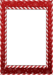Red Candy Cane and snowflake Christmas Frame Background