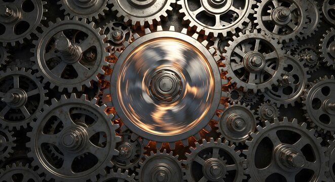 Interlocking cogs and gears machinery design 