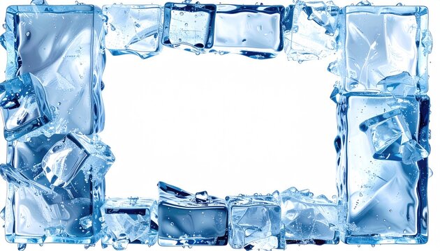 Icy cube border frames clear, central rectangular space