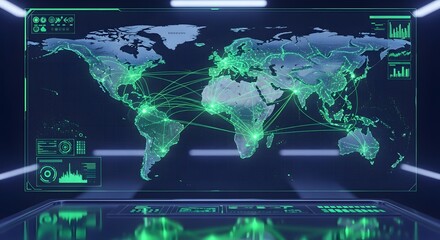 World map digital interface connection and globalization