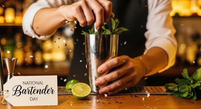 Celebrating national bartender day with expert mixology and fresh ingredients - Powered by Adobe