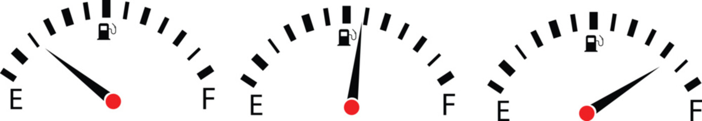 Gas and fuel gauge meter full and empty icon. Power and speed measurement concept vector illustration. Car dial petrol gasoline dashboard  © MDneamul
