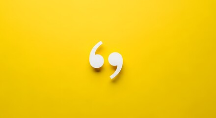 Minimalist design with quotation marks on vibrant yellow background