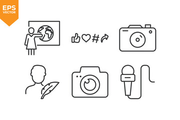 Set of line icons Journalism. Outline icons collection stock illustration stock illustration