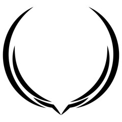 Futuristic black circular frame with open top, featuring dynamic, layered lines at the base. Ideal vector template for modern tech logos, gaming avatars, and powerful corporate branding.