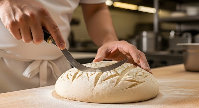 Artisan bread making in a professional kitchen environment for culinary arts inspiration and design