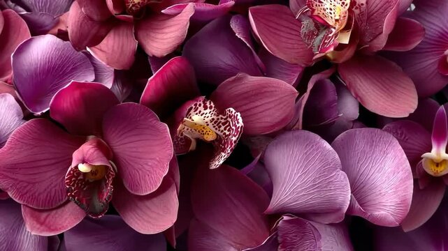 Gorgeous display of purple orchids showcasing vibrant colors and intricate patterns in a garden setting