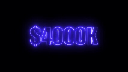 Blue neon $4000K number for finance and success themed animated.Perfect for financial video animation on backgrounds, digital currency, or futuristic money themes. - Powered by Adobe