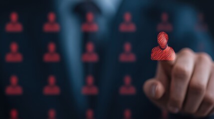 Hr manager reviewing employee performance standards on digital screen in modern office environment