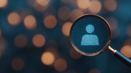 Recruitment focus enhancing employee selection with a magnifying glass icon concept in business environment