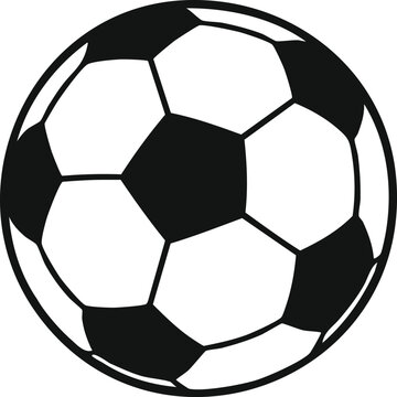 Illustration of a black and white soccer ball, a popular sport equipment for recreation and competition